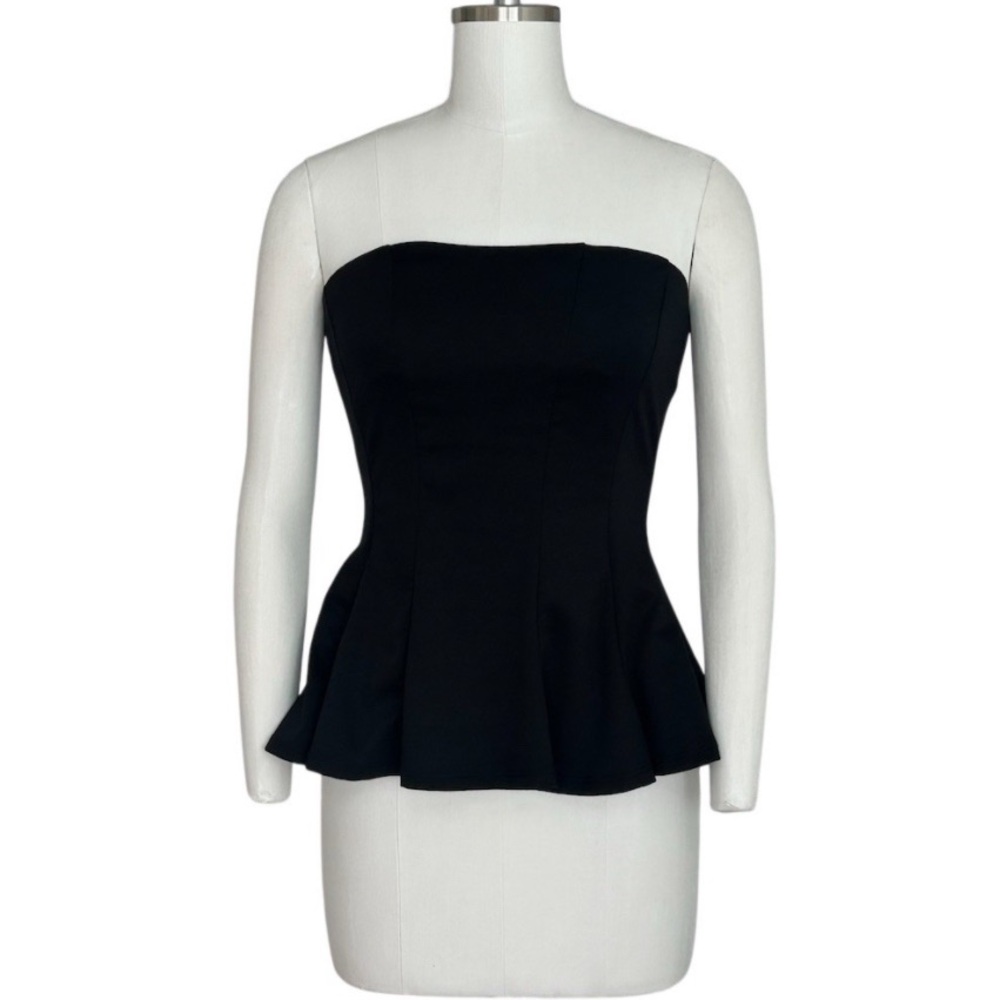 Body Central Top Womens Size M Black Strapless Bandeau Peplum Party